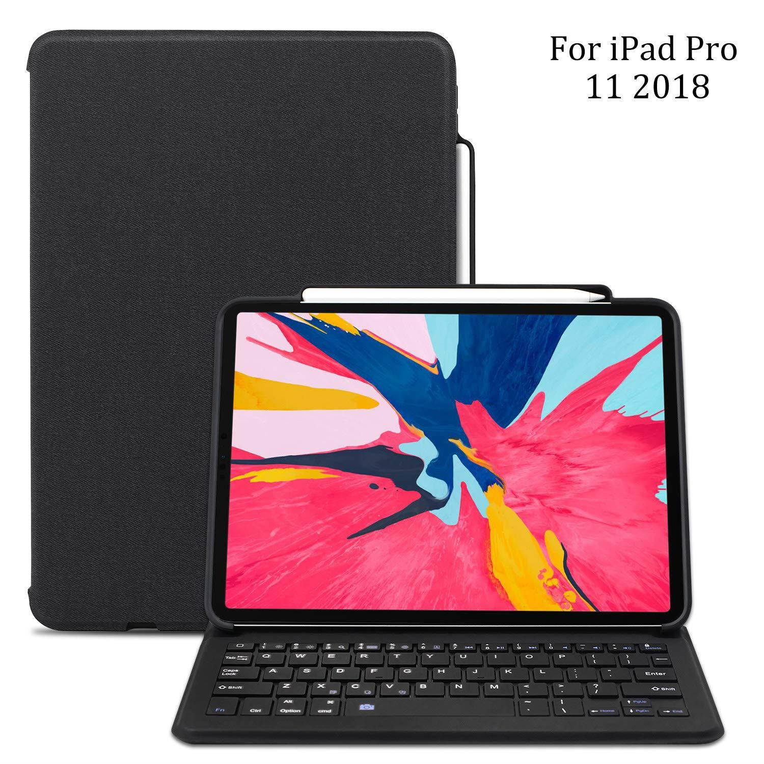 Maxace iPad Pro 11 Keyboard Case for iPad Pro 11 2018, Supports 2nd Gen Pencil Charging, Smart Bluetooth Wireless Keyboard Cover with Auto Sleep Wake, Waterproof iPad Pro 11 Keyboard Case