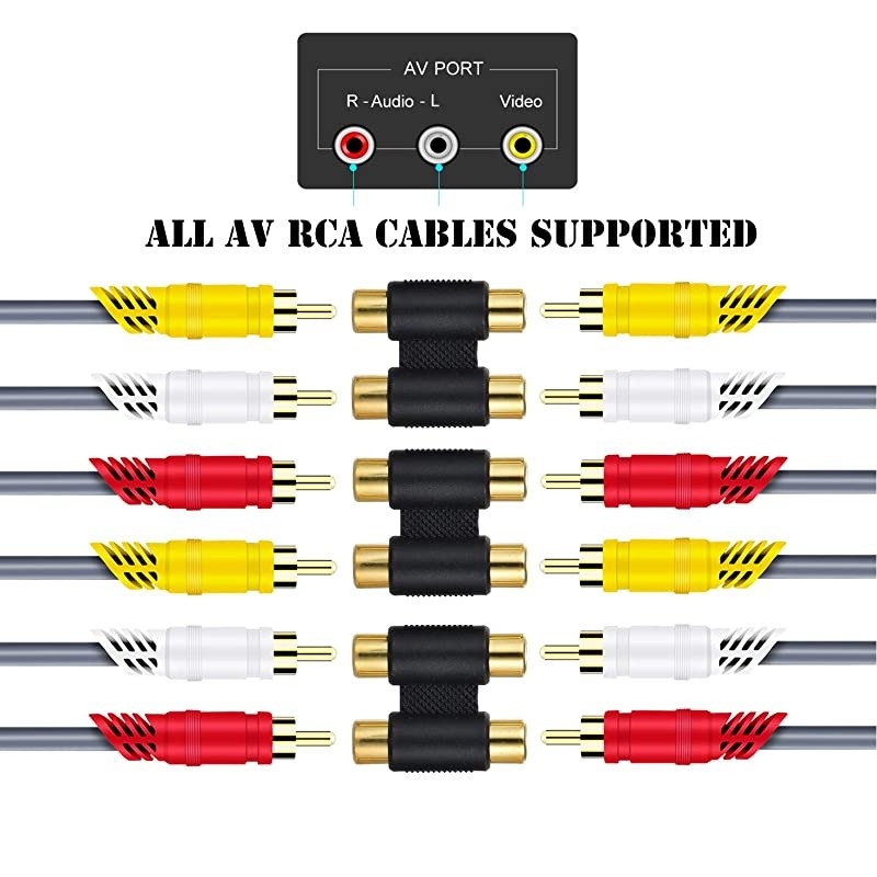 10 Pack RCA Female to Female Coupler Adapter AV Audio Video Cable Connector 2RCA to 2RCAGold Plated