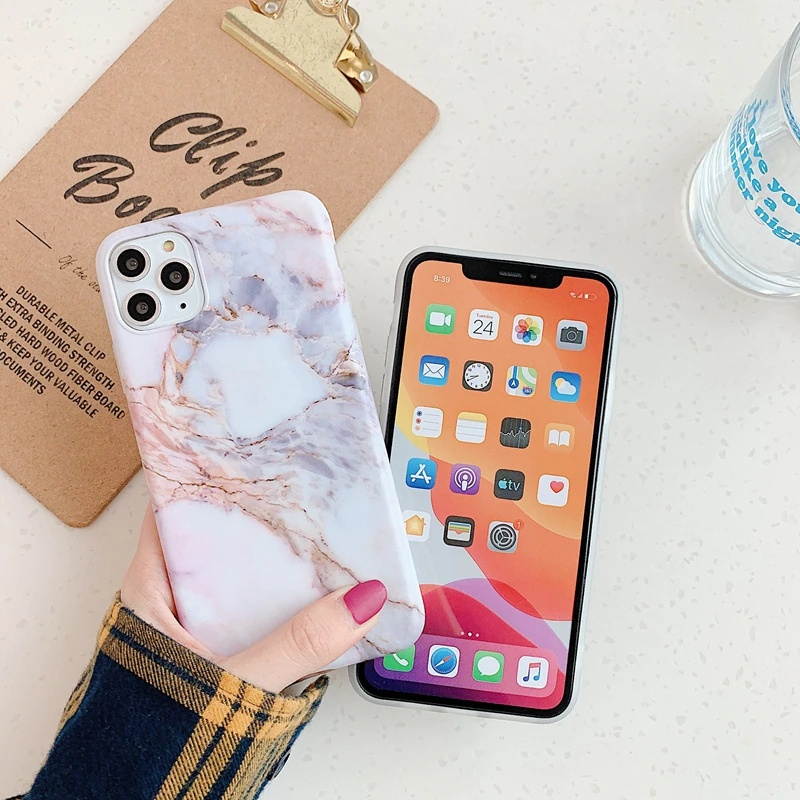 Luxury Marble Matte Phone Case For iPhone 11 12 mini Pro Max XS X XR 7 8 6 6S Plus SE Shockproof Soft Silicone Cases Cover