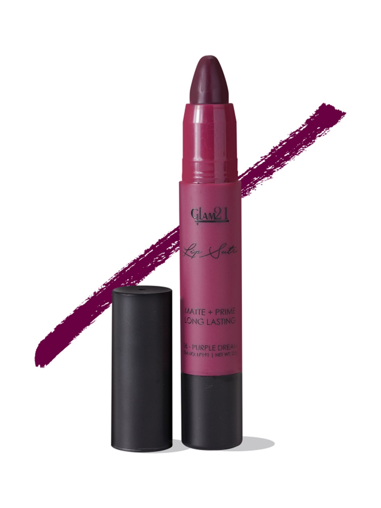 Glam21 Lip Sutra Matte + Prime Crayon Lipstick 06 Purple Dream - 2.8 gm
