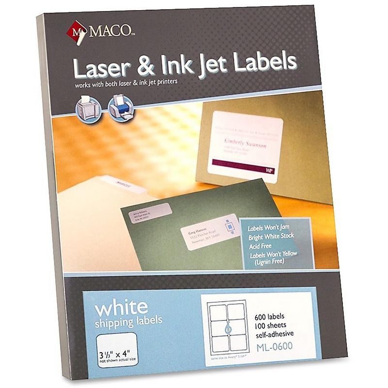 Chartpak Shipping Labels 3-1/3"x4" 600/BX White ML0600