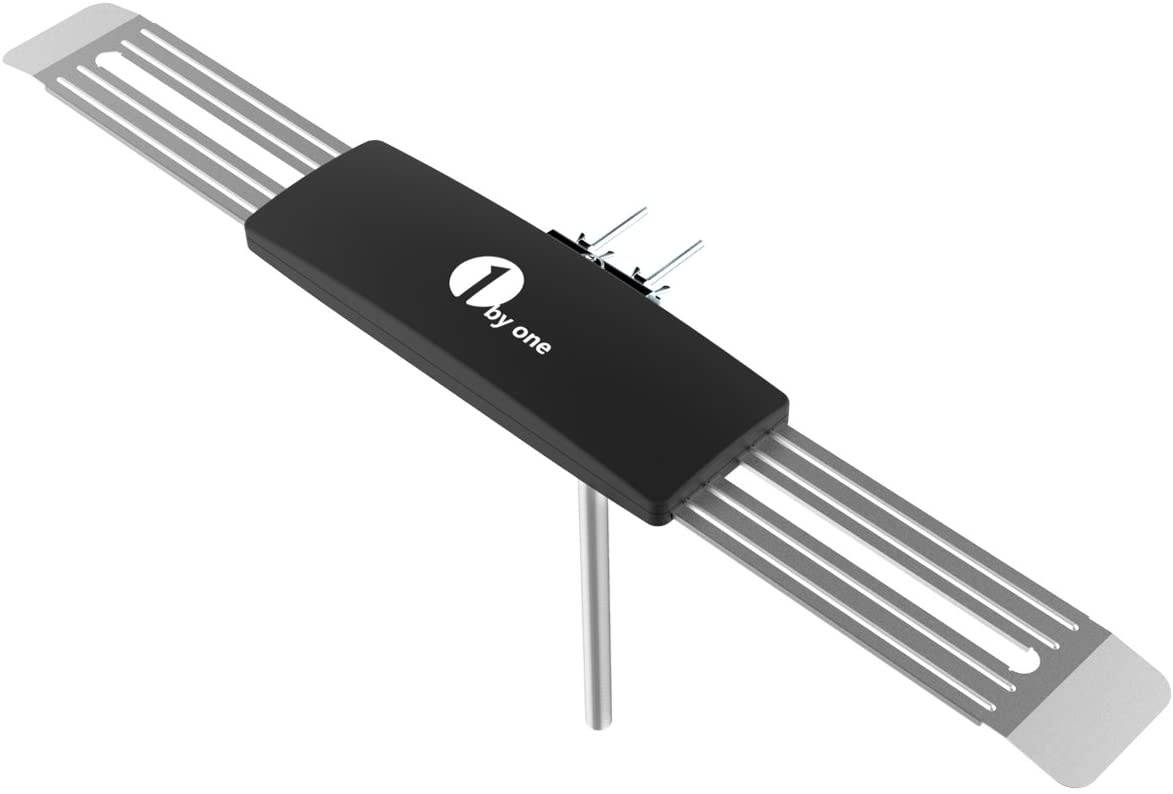 Outdoor TV Antenna - 1byone Wing Amplified Digital HDTV Antenna-Long Range for Outdoor/Attic/Roof TV Antenna with Enhanced VHF/UHF/FM Reception, 20 Feet High Performance Coaxial Cable