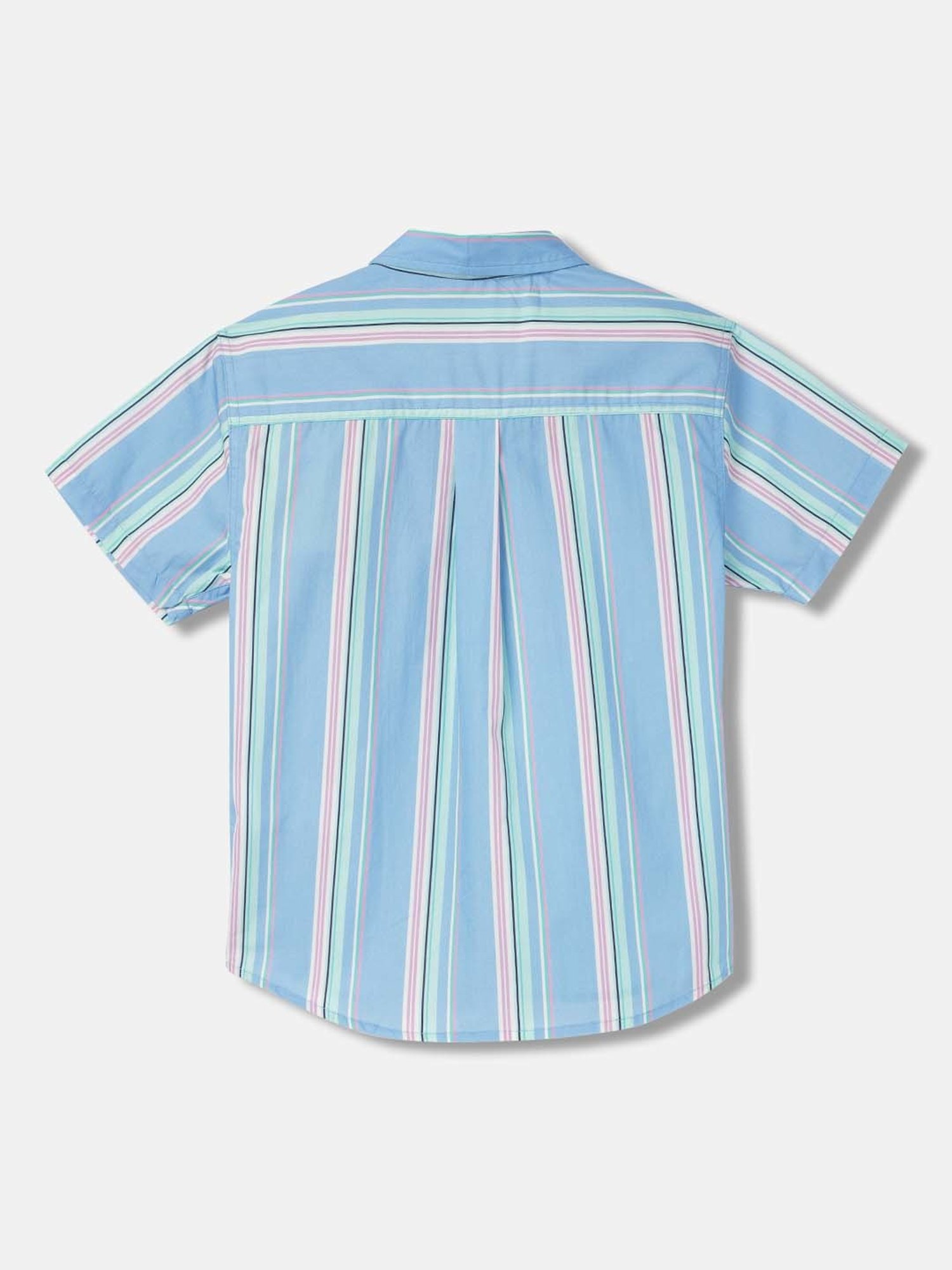 Blue Giraffe Kids Blue & Pink Cotton Striped Shirt