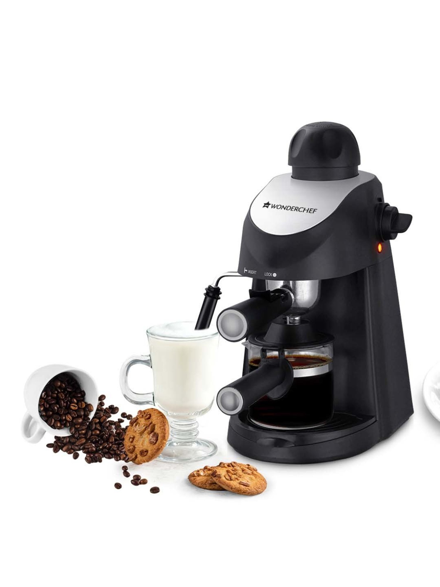 Wonderchef Regalia Capsule Coffee Machine with Frother (1400W, Black)