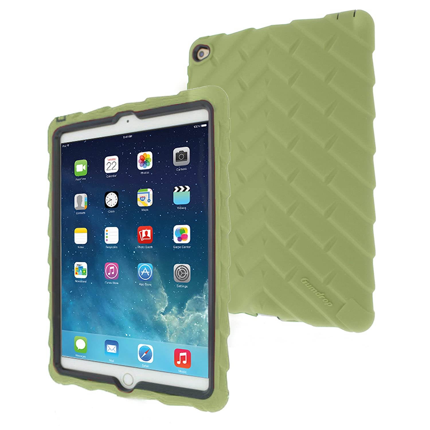 Apple iPad Air 2 Drop Tech Green Gumdrop Cases Silicone Rugged Shock Absorbing Protective Dual Layer Cover Case