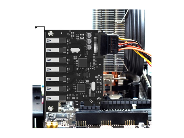 ORICO SuperSpeed 7 Ports USB3.0 PCI-E Expansion Card Adapter PCI-E USB 3.0 HUB Controller Adapter Add on Card for Windows Vista PC Laptop (No Additional Power Connection Needed)