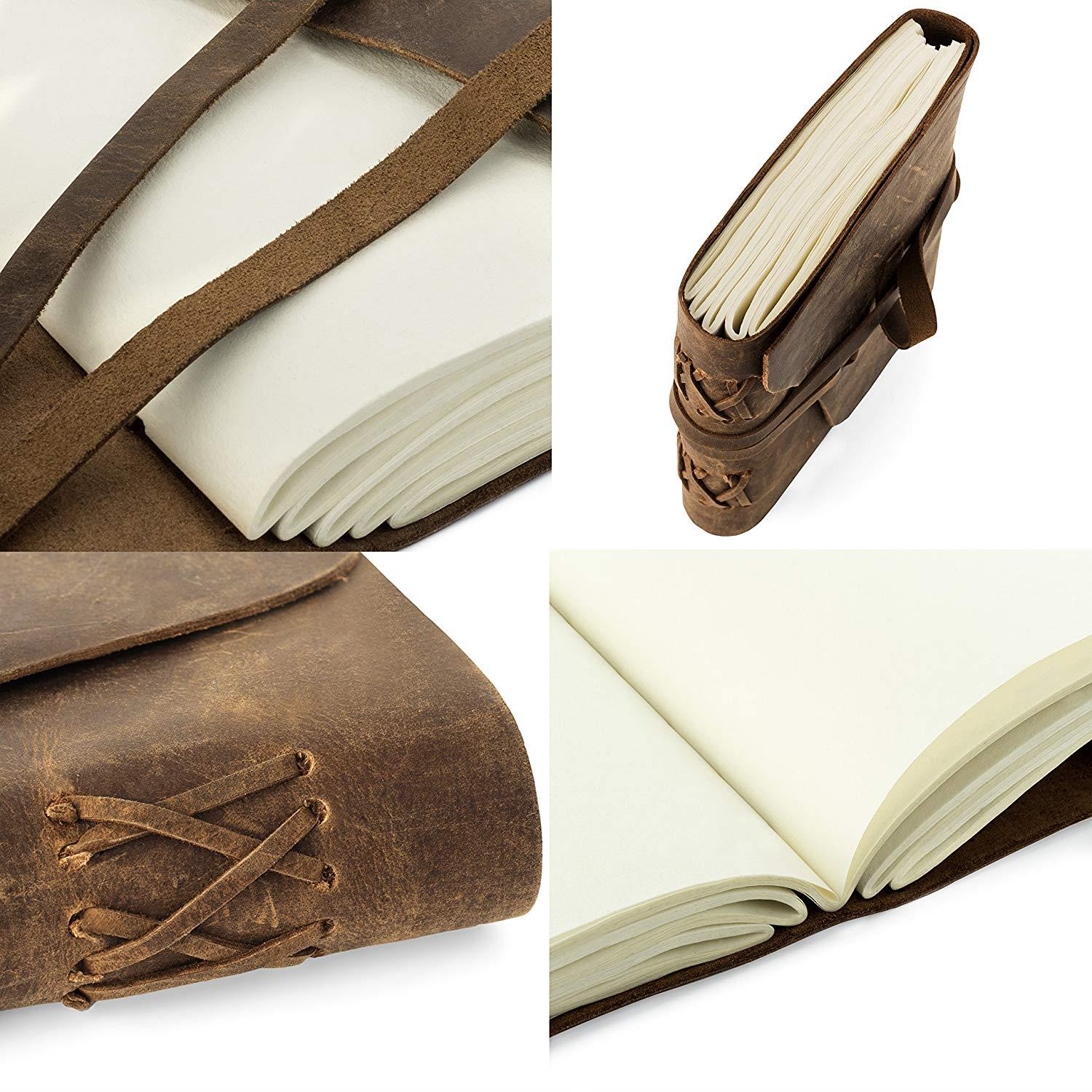 LEATHER JOURNAL Handmade Artisan Notebook Or Sketchbook With Unlined Cotton Paper For Men & Women 7 X 5 Inches Perfect For Travel Diary And Art Makes A Great Gift for People Of All Ages (7X5 Gift Box)