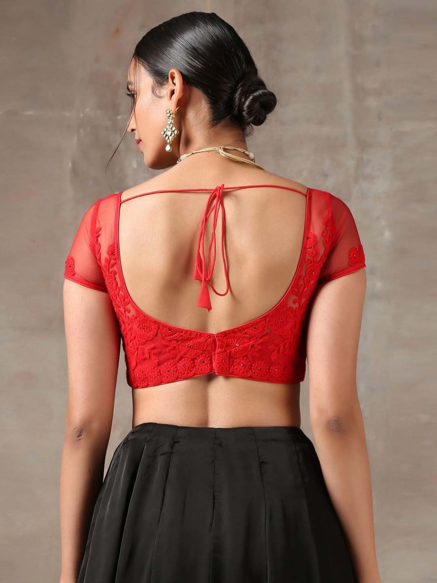 Swtantra Red Embroidered Readymade Blouse