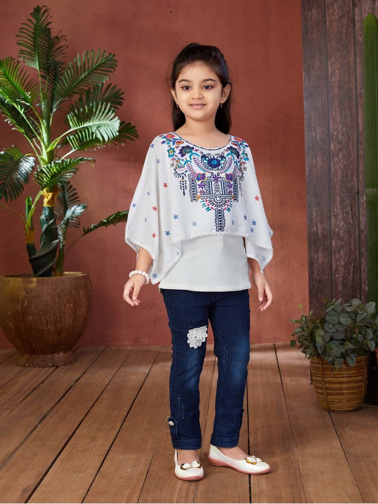 Peppermint Kids Peach Printed Top, Inner with Pants