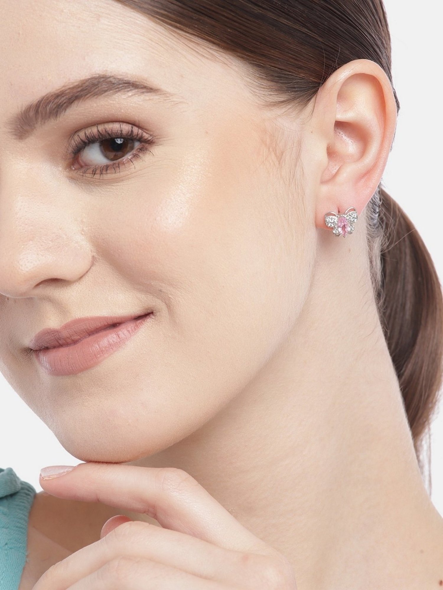 Zavya Elegant Butterfly CZ Studded 92.5 Sterling Silver Stud