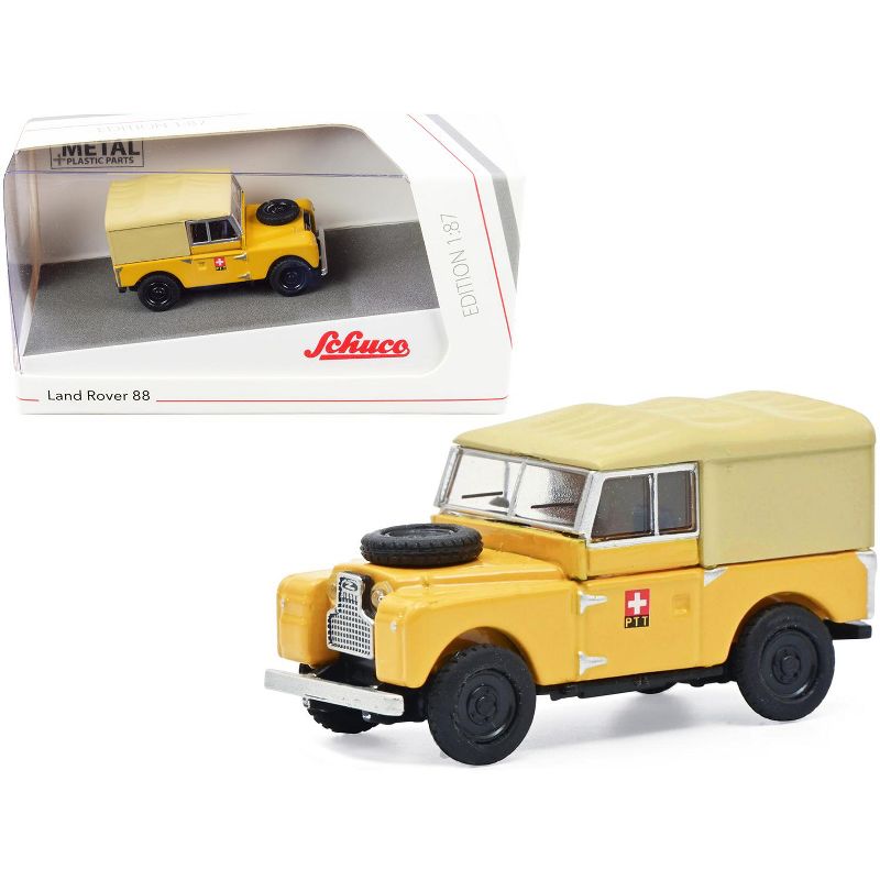 Land Rover 88 "PTT" Yellow with Tan Top 1/87 (HO) Diecast Model Car by Schuco