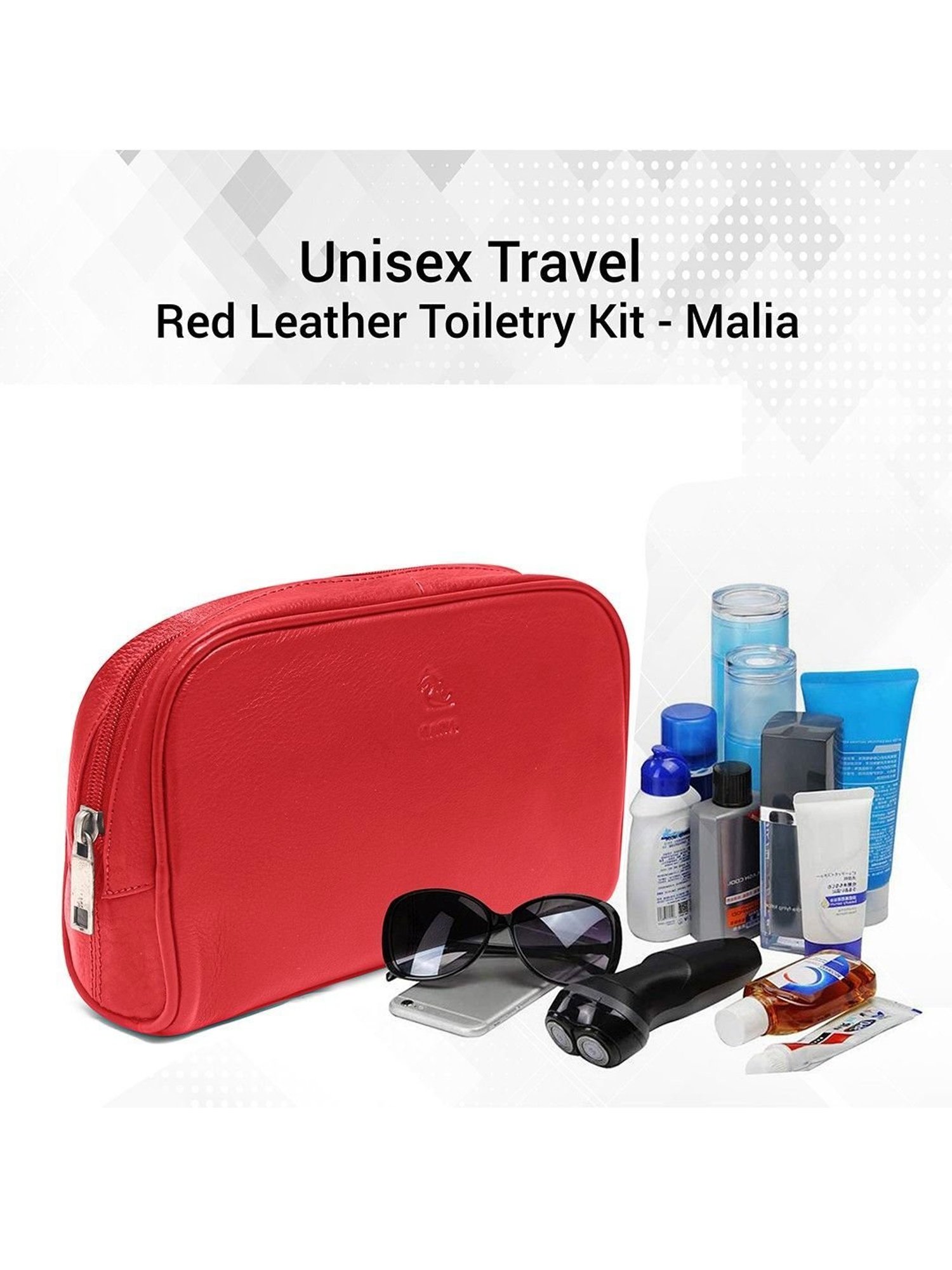 Kara Red Unisex Leather Pouch