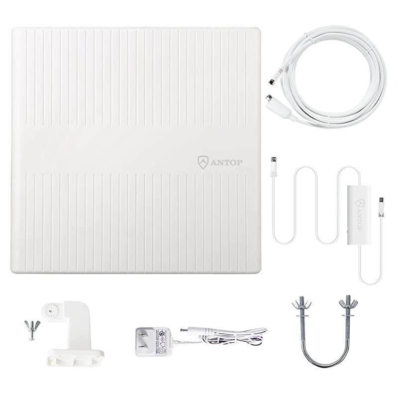 Outdoor TV Antenna, 360&deg; Omnidirectional HDTV Antenna, Built-in 4G LTE Filter& Smartpass Amplifier, 4K 1080P VHF UHF TV Channels, for Indoor,Outdoor,RV,Attic Use, Support All Older TV's AT-413B