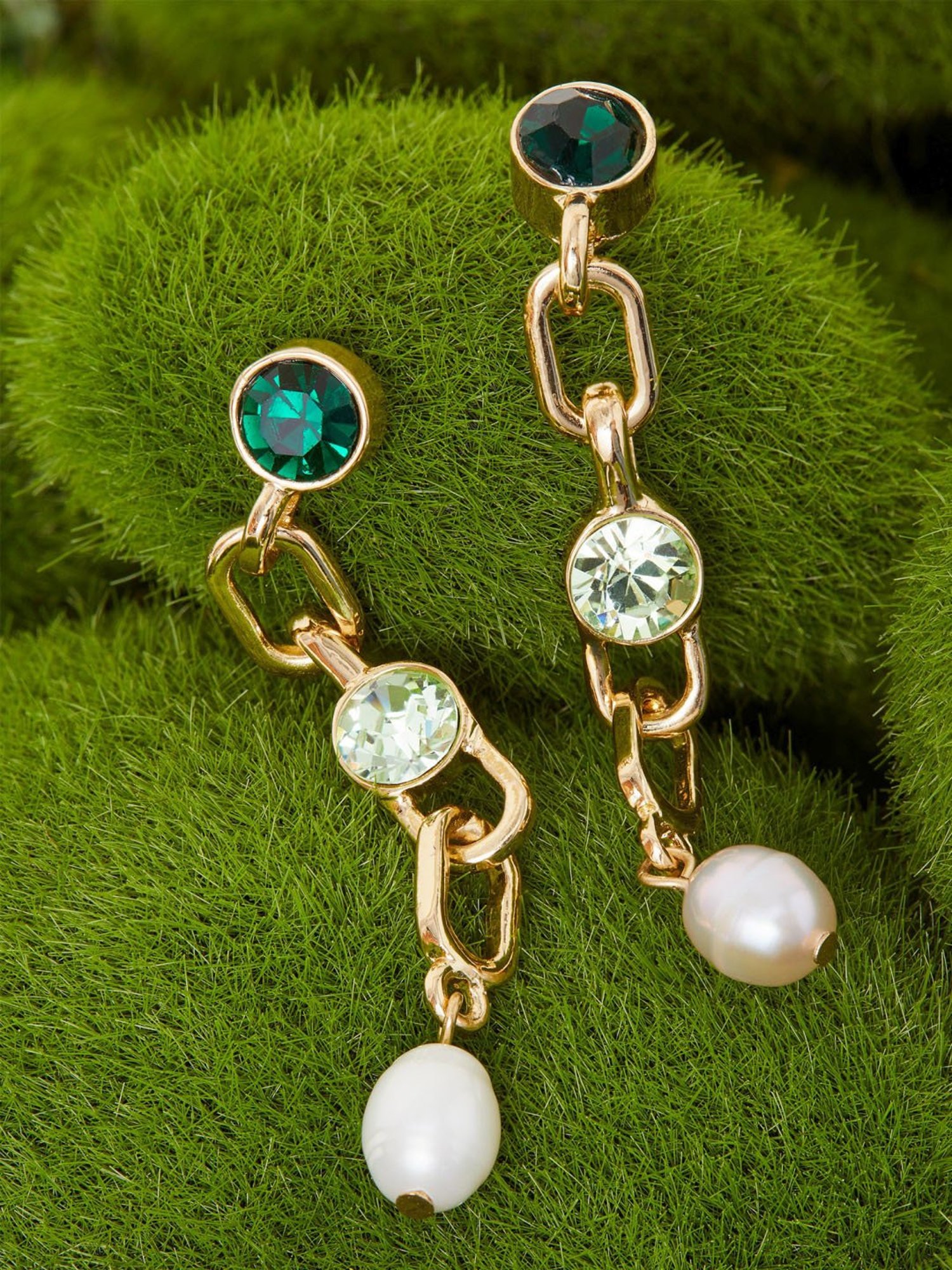 Accessorize London Gem Chain Link Gem Dangler Earrings