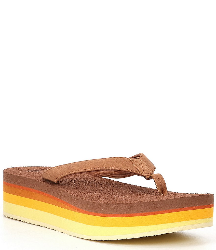 Sanuk Women's Yoga Mat Stacker Rainbow Platform Flip Flops