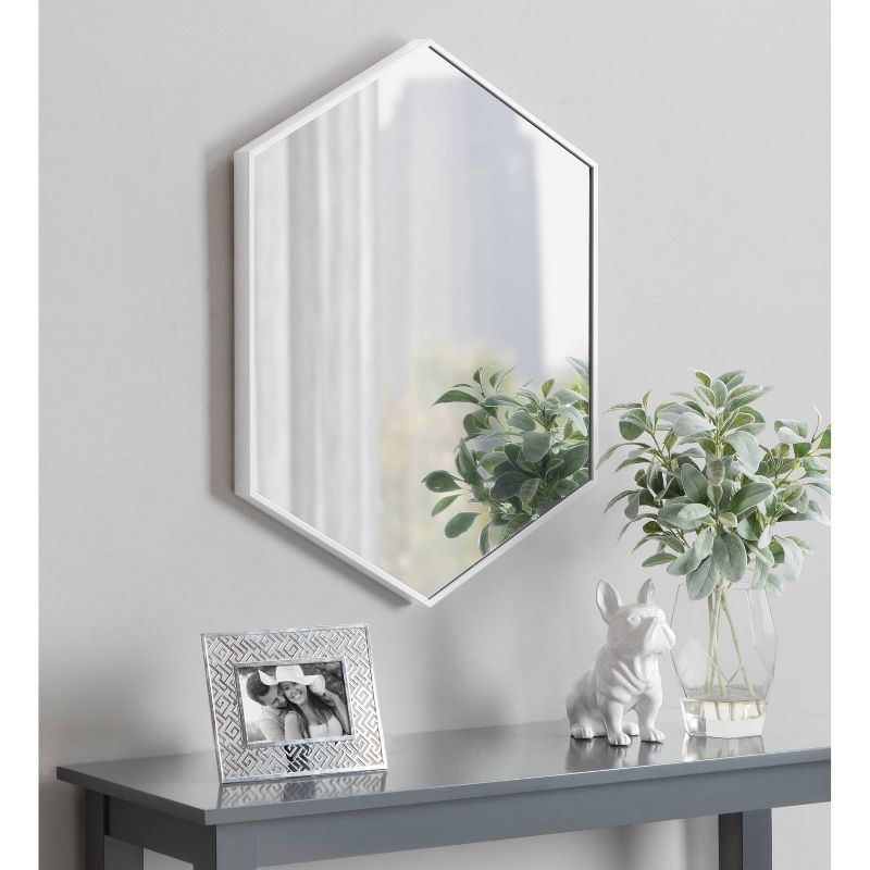 22" x 31" Rhodes Hexagon Wall Mirror White - Kate & Laurel All Things Decor