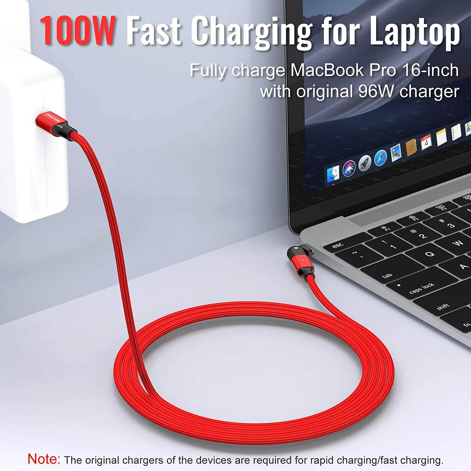 USB C to USB C 100W Fast Charging Cable 6.6ft, 180 Degree Rotatable Type C Charger Cord Compatible with MacBook Pro 2020/2019/2018, iPad Pro 2020/2018,Galaxy S20 S9,Pixel,Switch