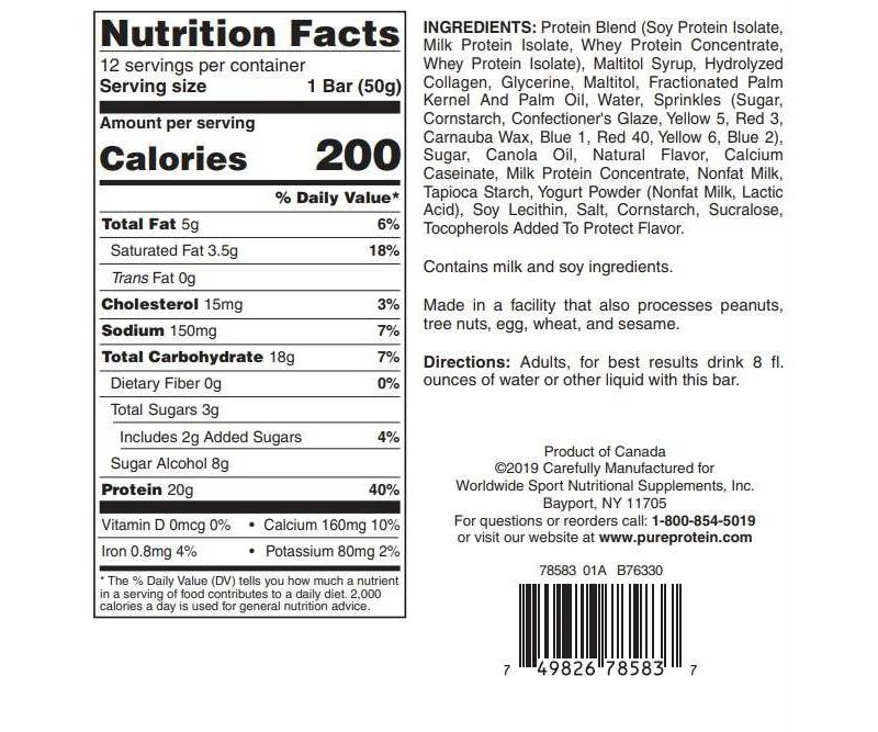 Pure Protein Bar - Birthday Cake - 12ct/21.16oz