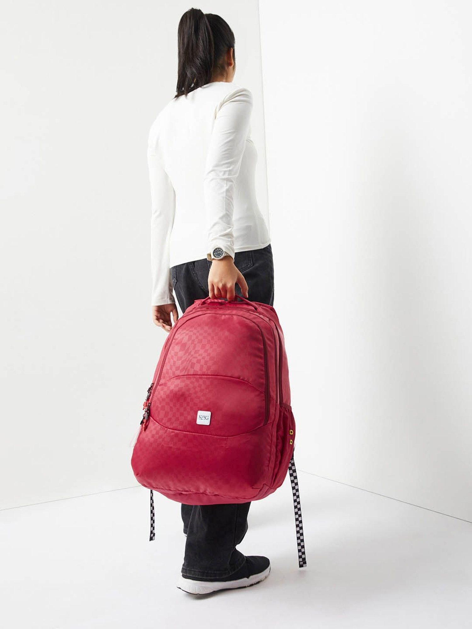 Wiki Back to School 5 Red Polyester Printed Backpack - 40 Ltrs