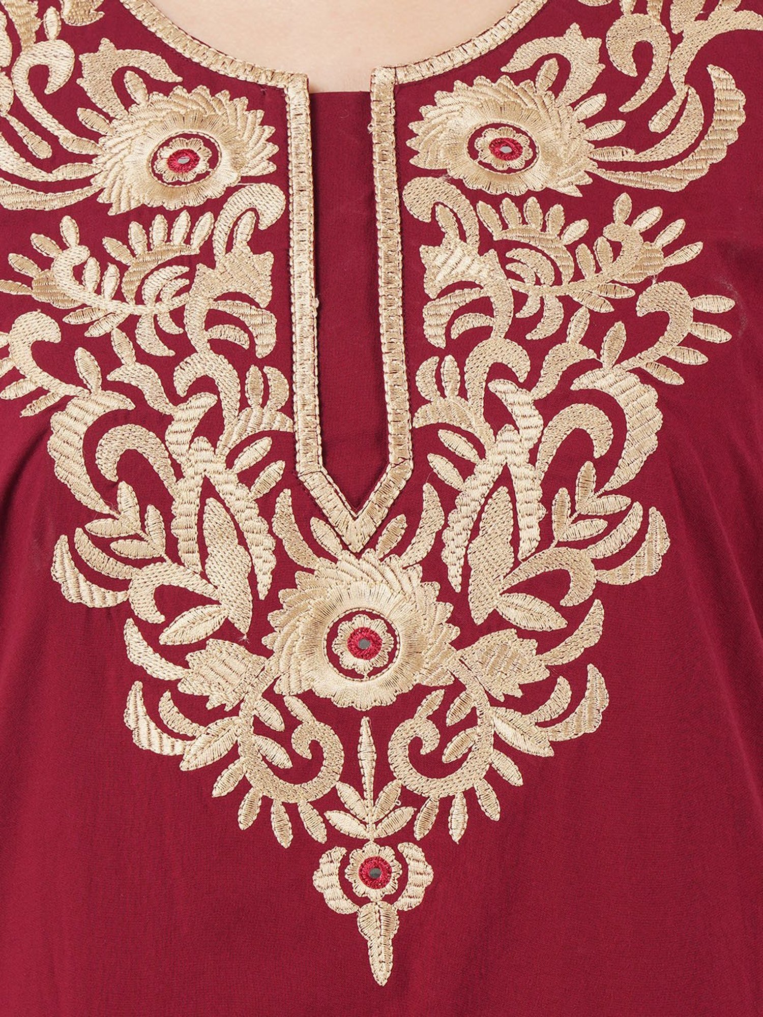 KOI SLEEPWEAR Maroon Embroidered Nighty