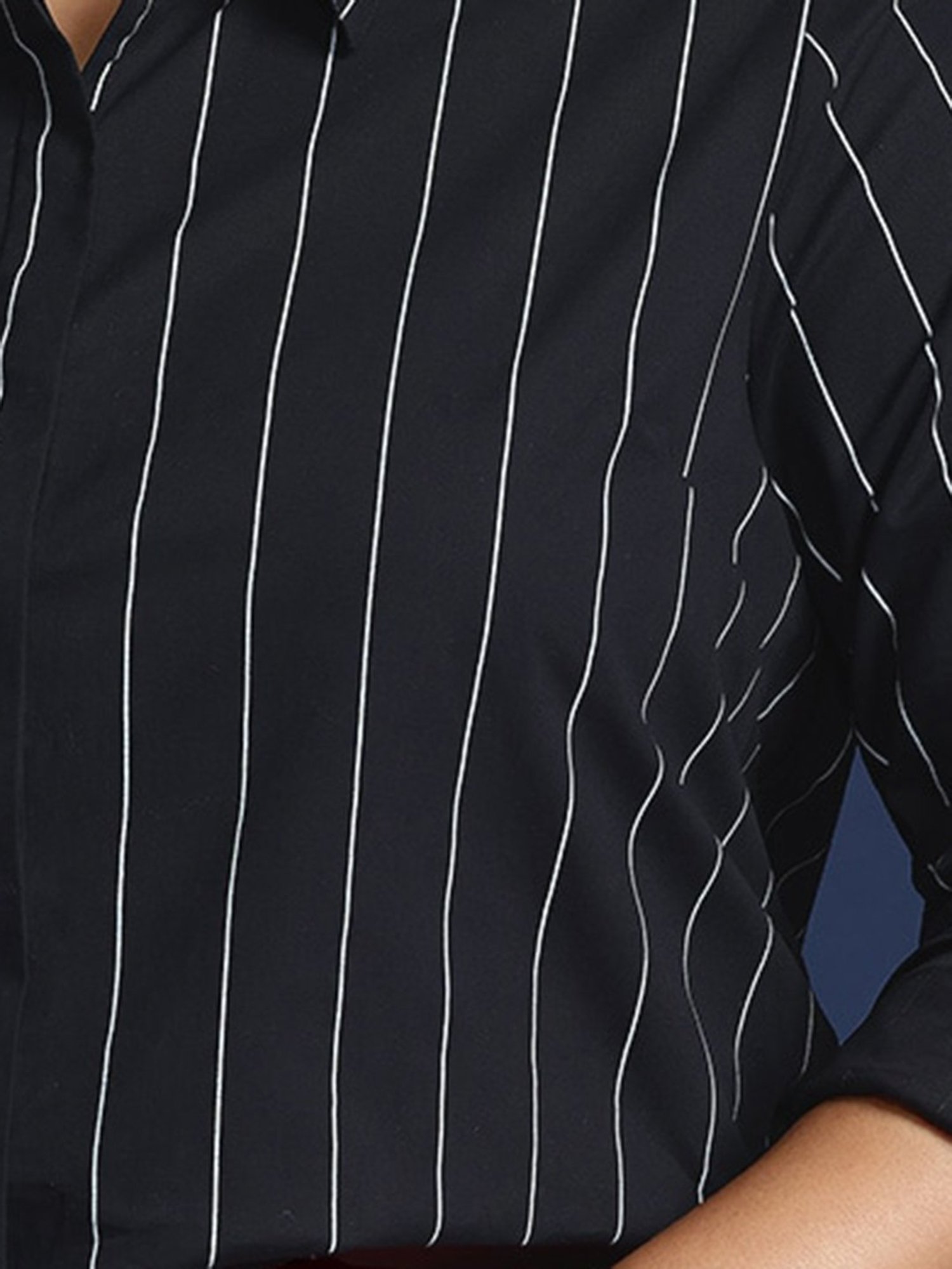 Hancock Black Cotton Striped Shirt