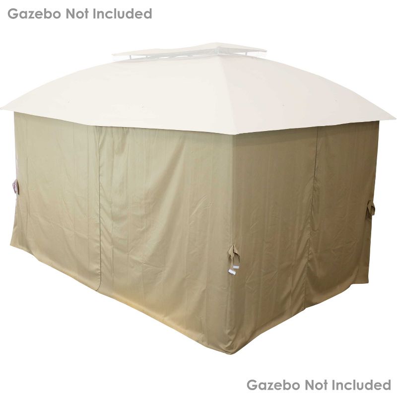 Sunnydaze Gazebo 4-Piece Polyester Sidewall Set for 10' x 13' Soft Top Rectangle Patio Gazebo - 125" W x 77" H - Tan