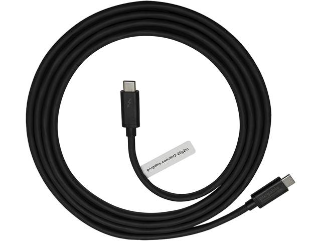 Plugable Thunderbolt 3 Certified USB-C Cable - 20Gbps, 6.6ft (2m)