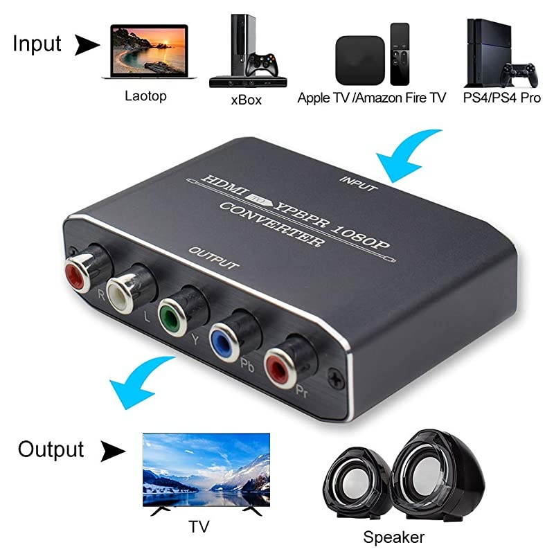 to Component Vedio ConverterMuosu to Ypbpr Scaler Input to Component Video + RL Audio Output Converter Adapter Support 1080p for PS3DVDAluminum