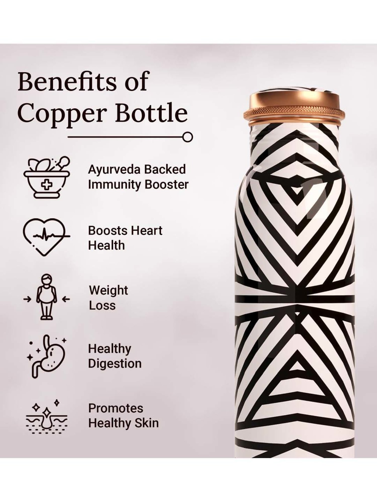 Everything Beautiful White & Black Copper Water Bottle - Standard (0.9 L)