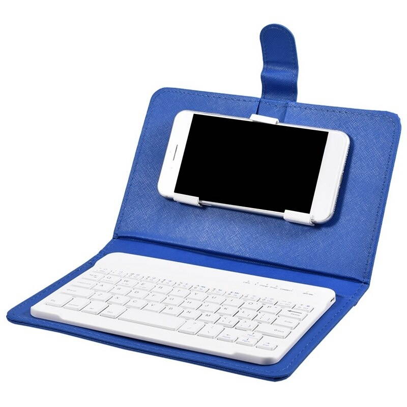 2x Wireless Bluetooth Keyboard Case Leather Stand Cover for iPhone Android Phones Blue & Black