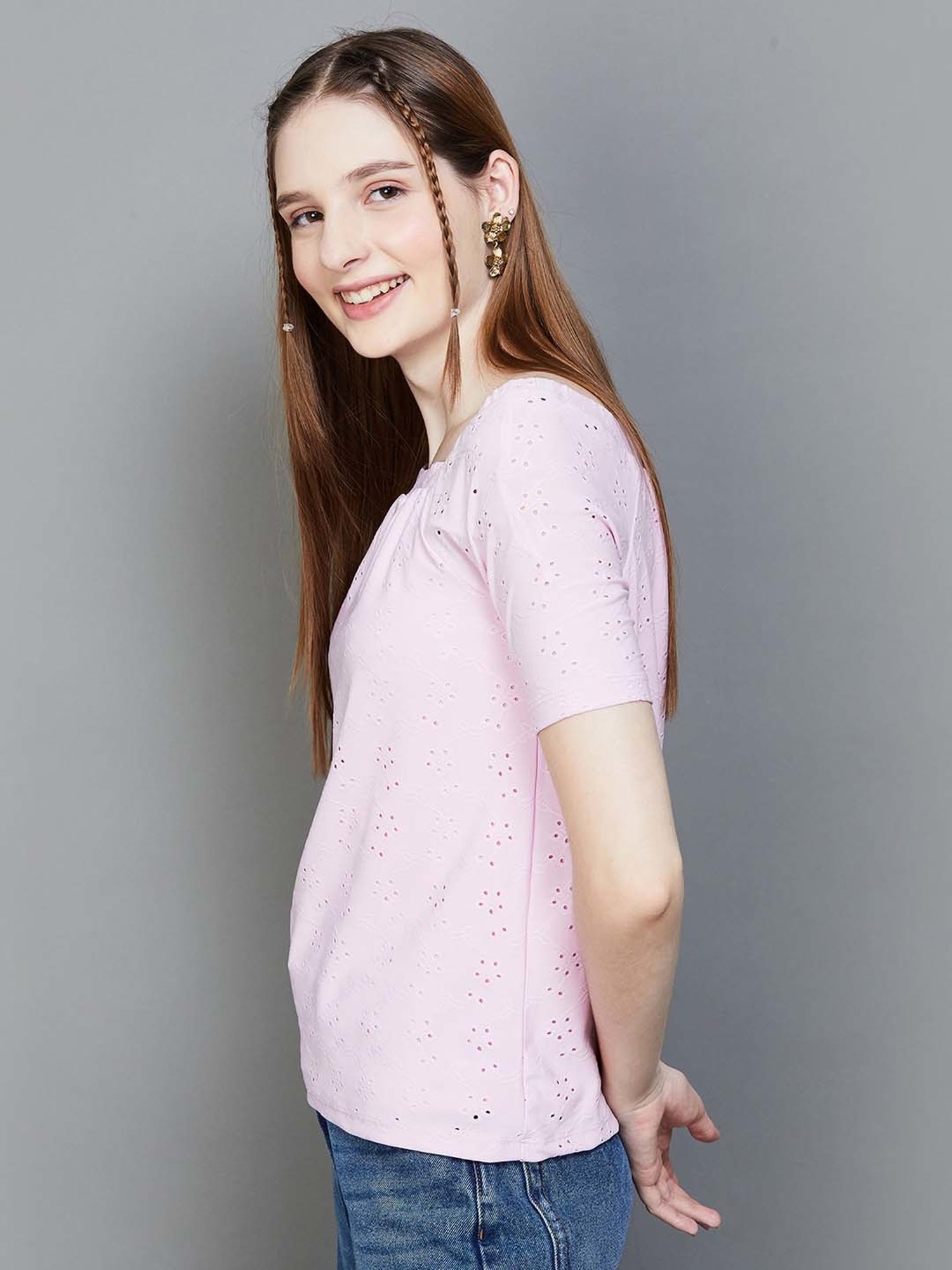 Fame Forever by Lifestyle Pink Self Pattern Top