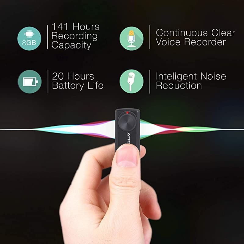 Voice Recorder with 20 Hours Battery Life | Ideal for Lectures Meetings or Interviews | 141 Hours Capacity on 8GB | nanoREC by aTTo Digital