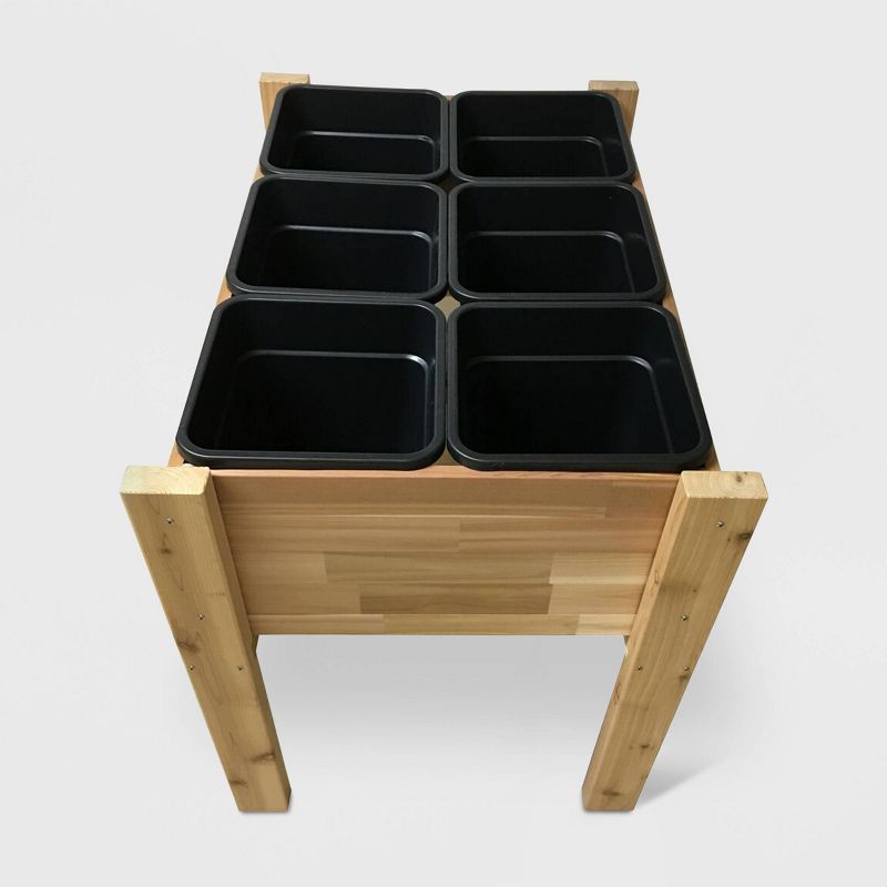 40" Elevated Rectangular Garden Bed With Removable Liners Cedar - GRO Products