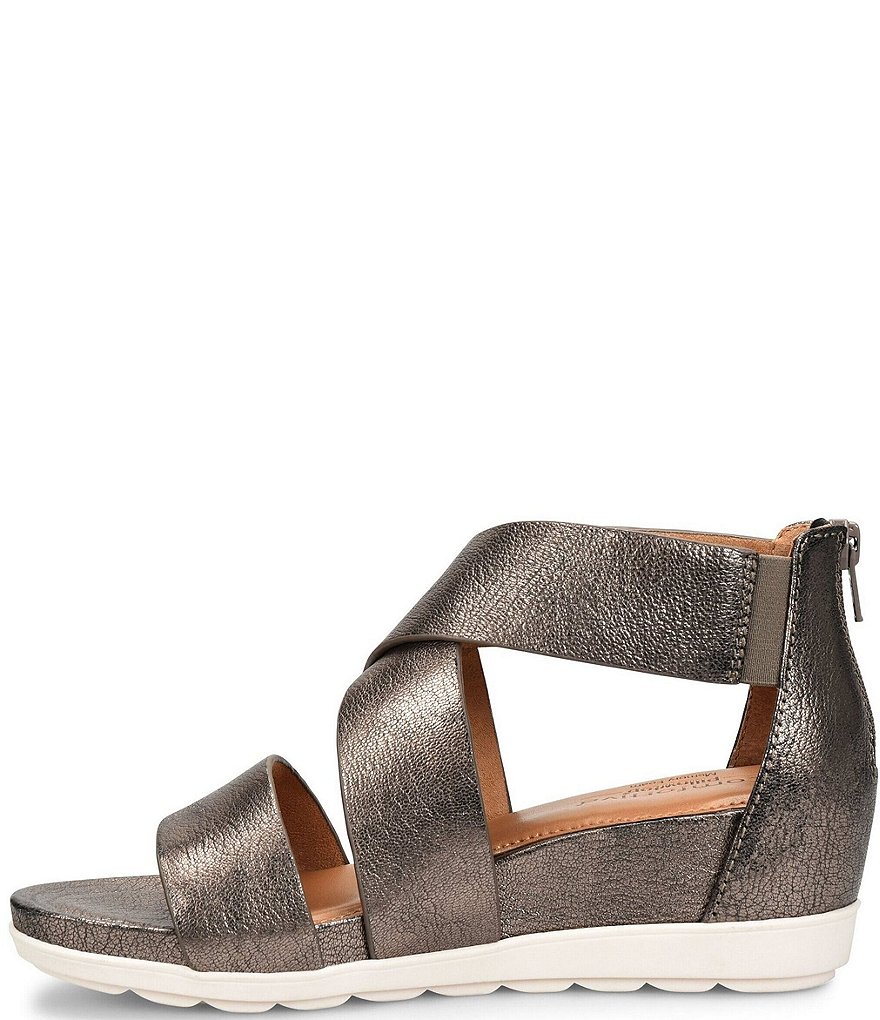 Comfortiva Pacifica Leather Criss-Cross Strap Sporty Wedge Sandals