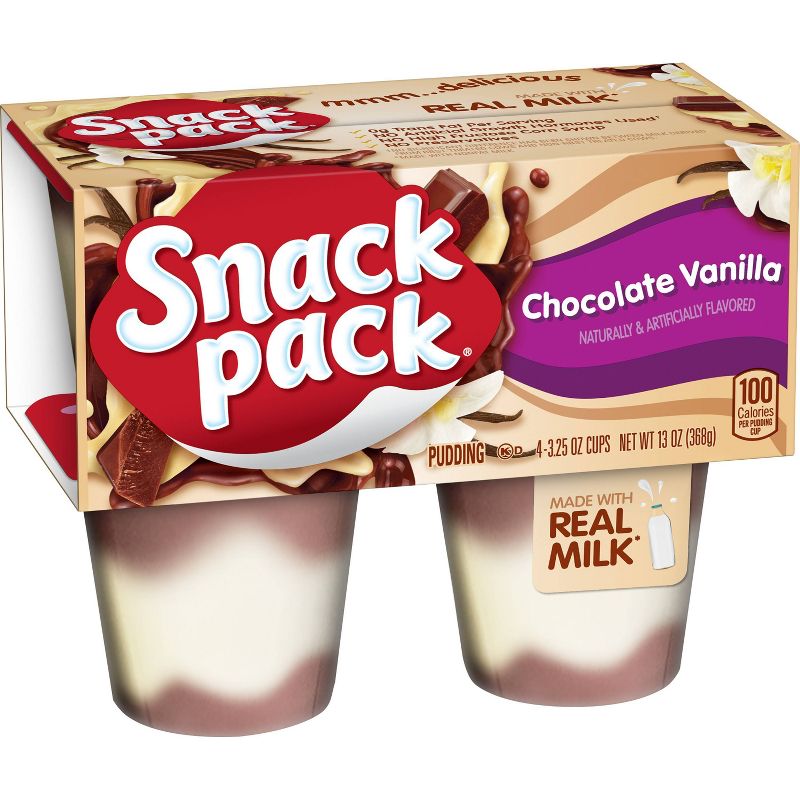 Hunts Snack Pack Chocolate & Vanilla -13oz/4ct