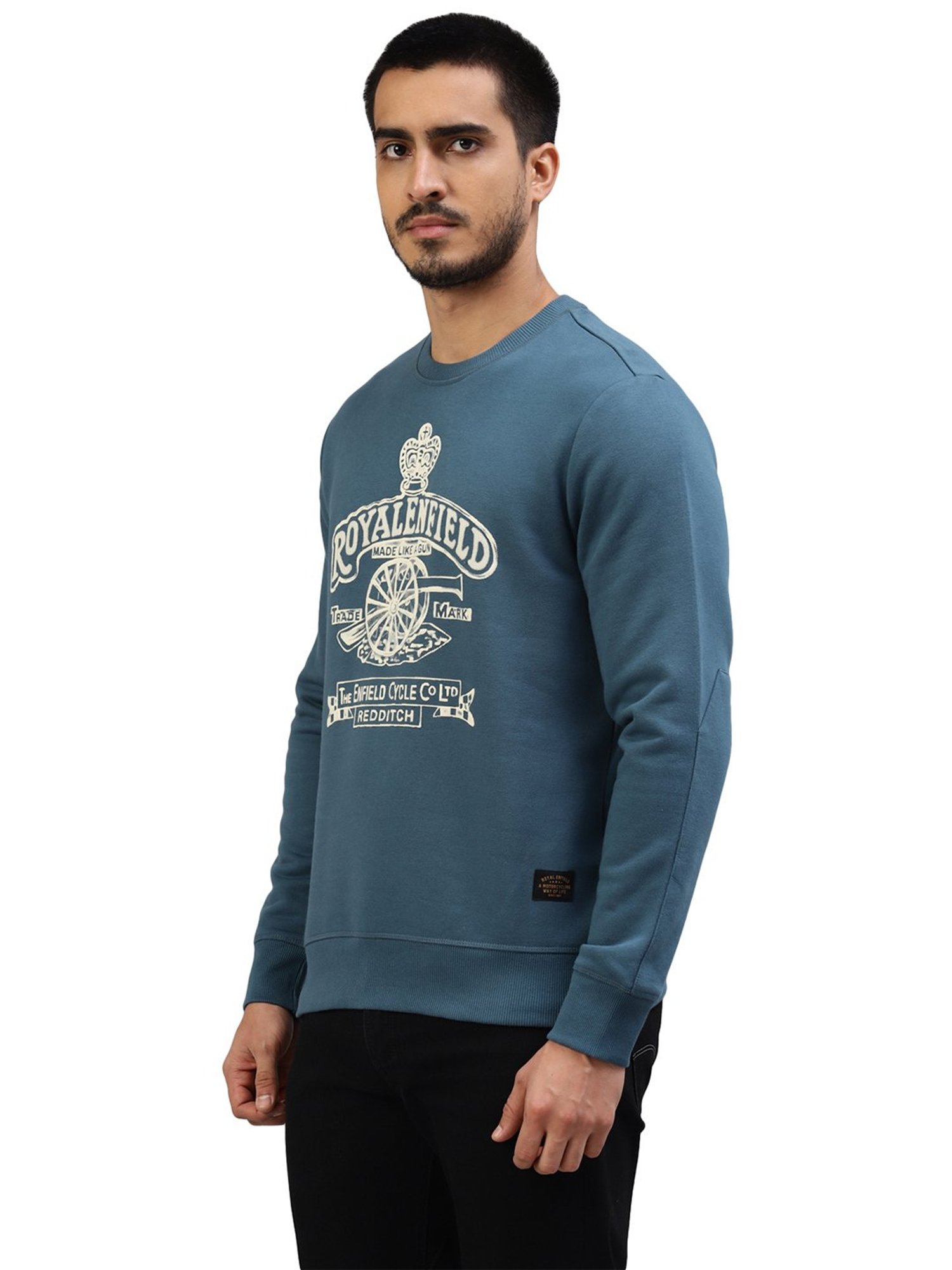 Royal Enfield Blue Regular Fit Printed Sweatshirt