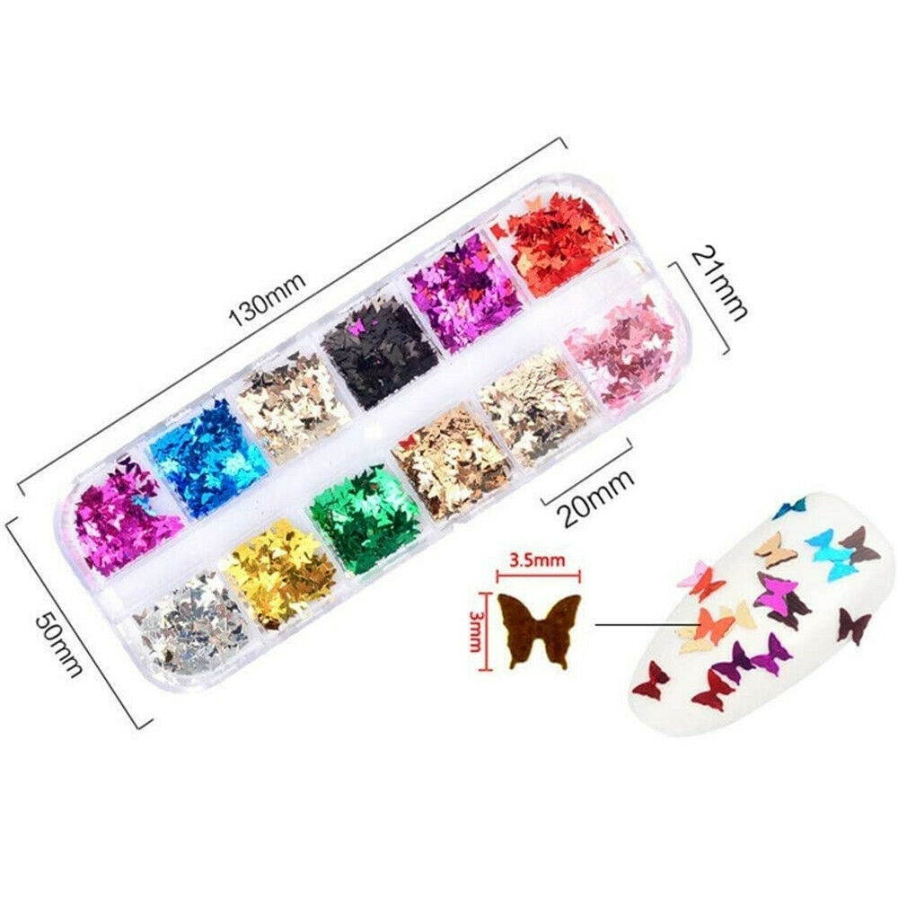 Nail Glitter Sequins Holographic Laser Butterfly Flakes Nail Art 3D Decoron