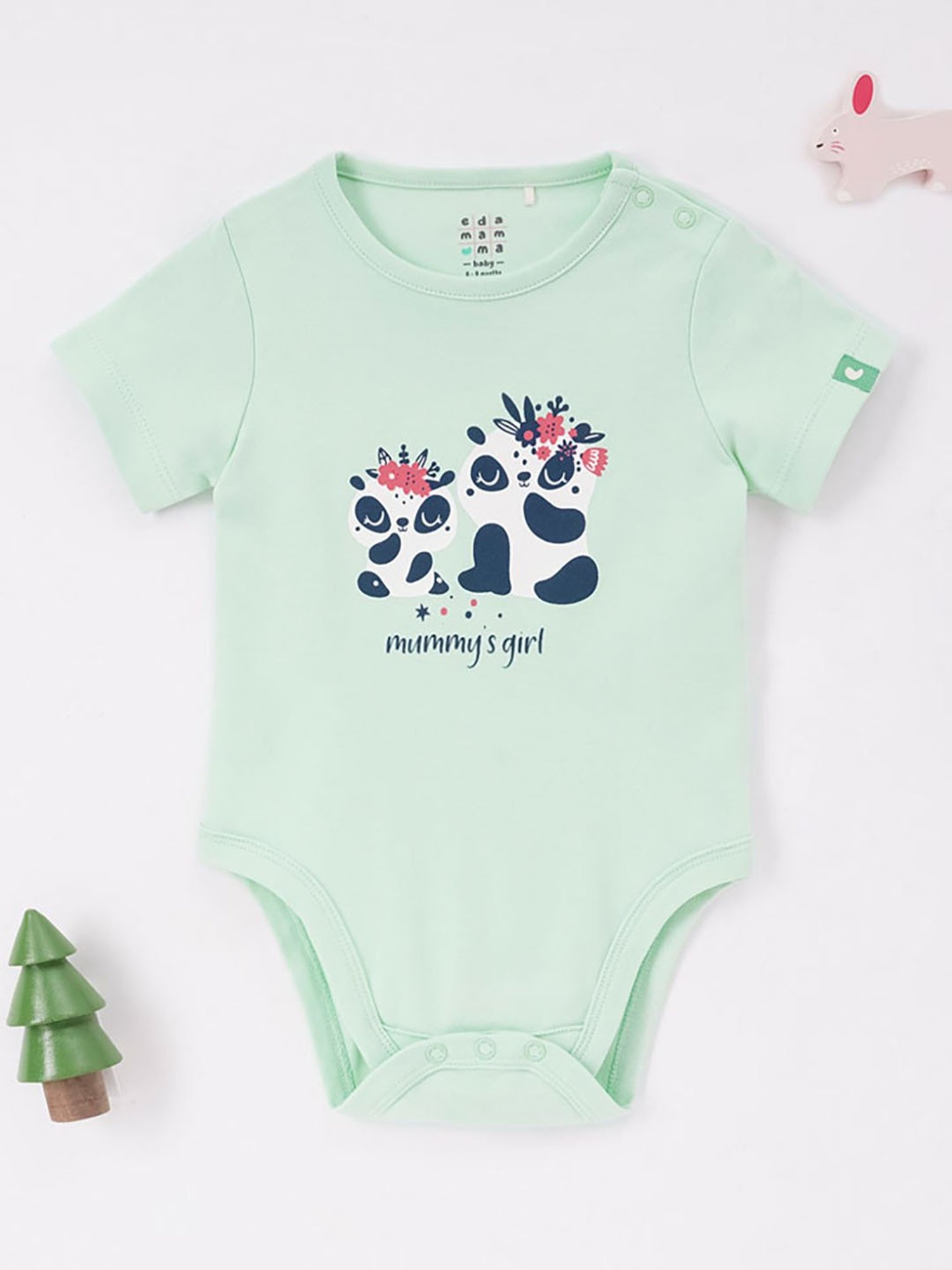 Ed-a-Mamma Baby Green Printed Bodysuit