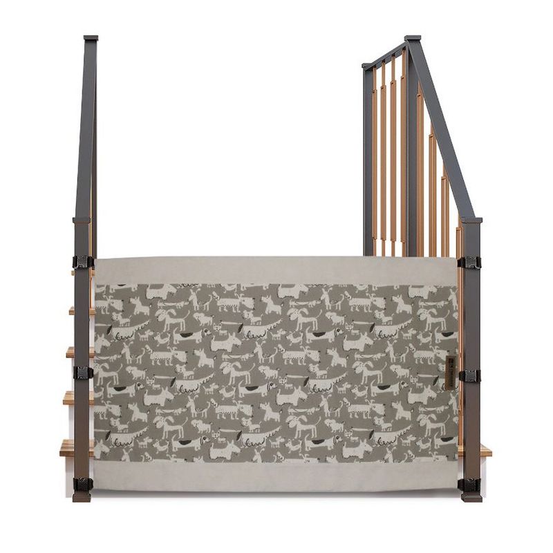 The Stair Barrier Portable Travel Wide Banister to Banister Retractable Fabric Baby and Pet Safety Gate, 42 to 52 Inch, Brown, Just for Dogs, Brown