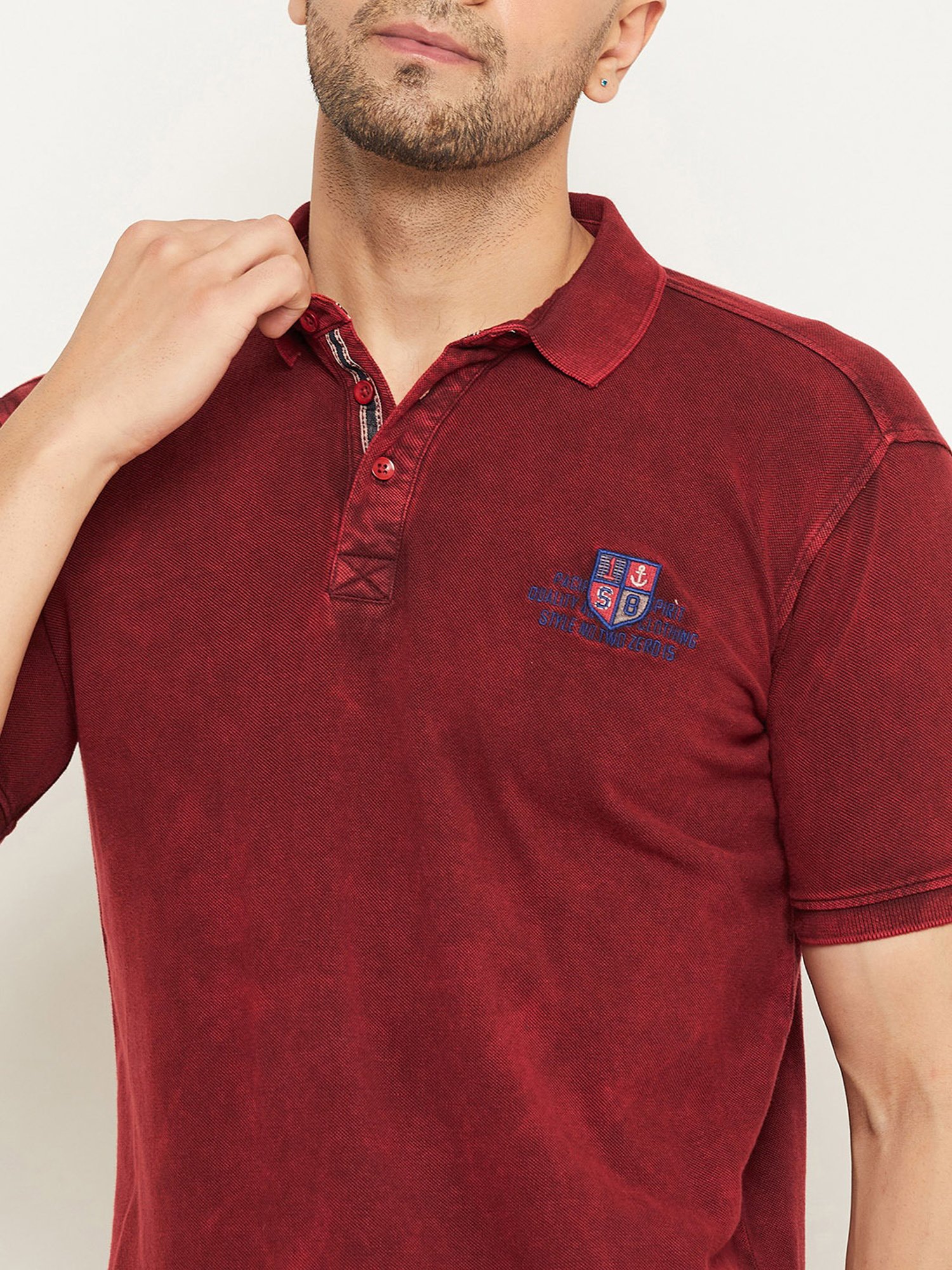 Club York Maroon Regular Fit Polo T-Shirt
