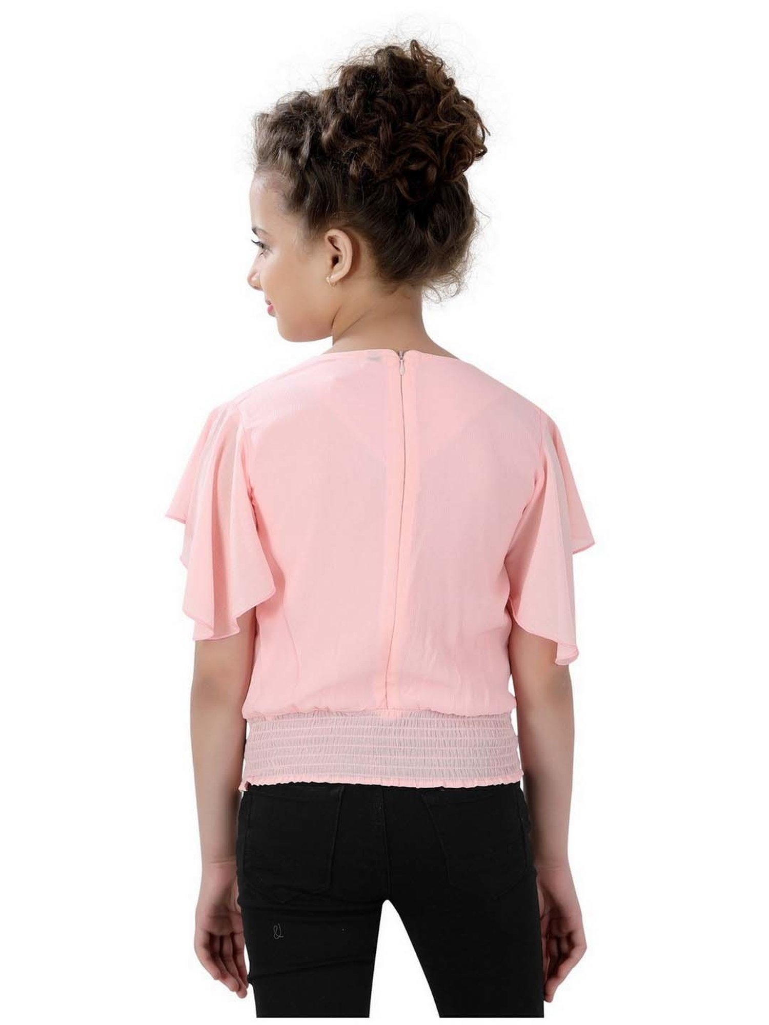 poplins Kids Pink Cotton Regular Fit Top