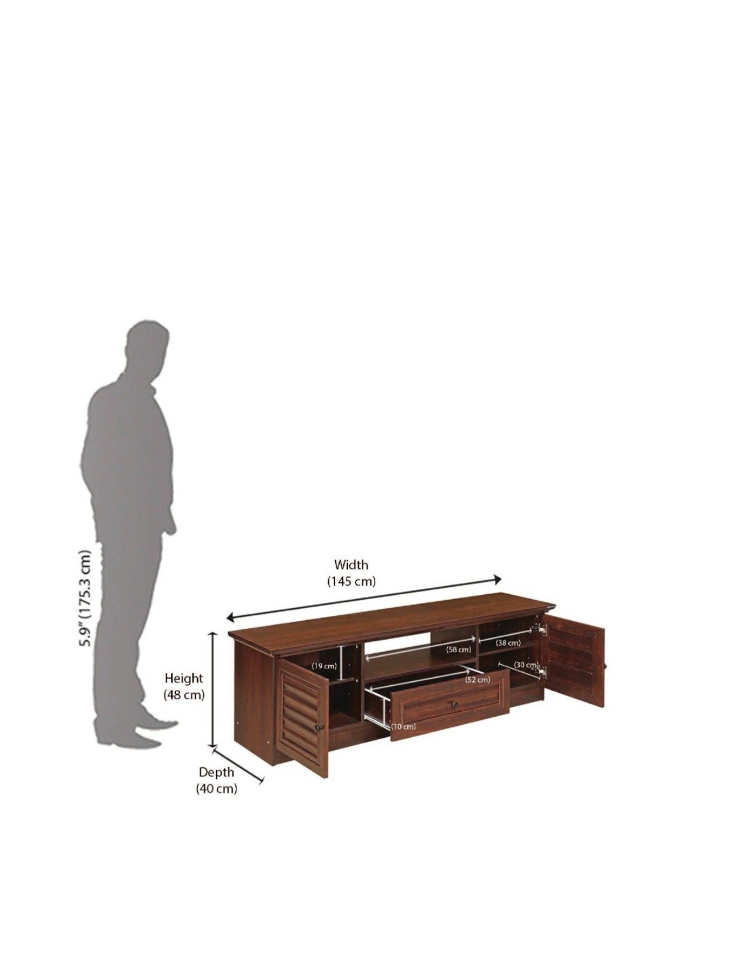 Nilkamal Sage Walnut Brown Engineered Wood TV Stand with 2 Cabinet with 1 Drawer & Shelf