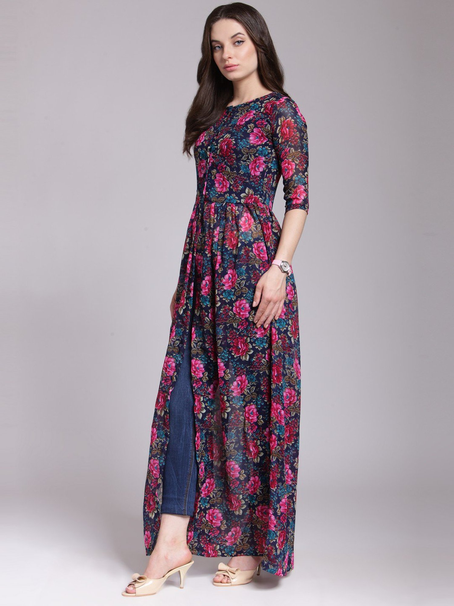 Cation Navy Floral Print Tunic