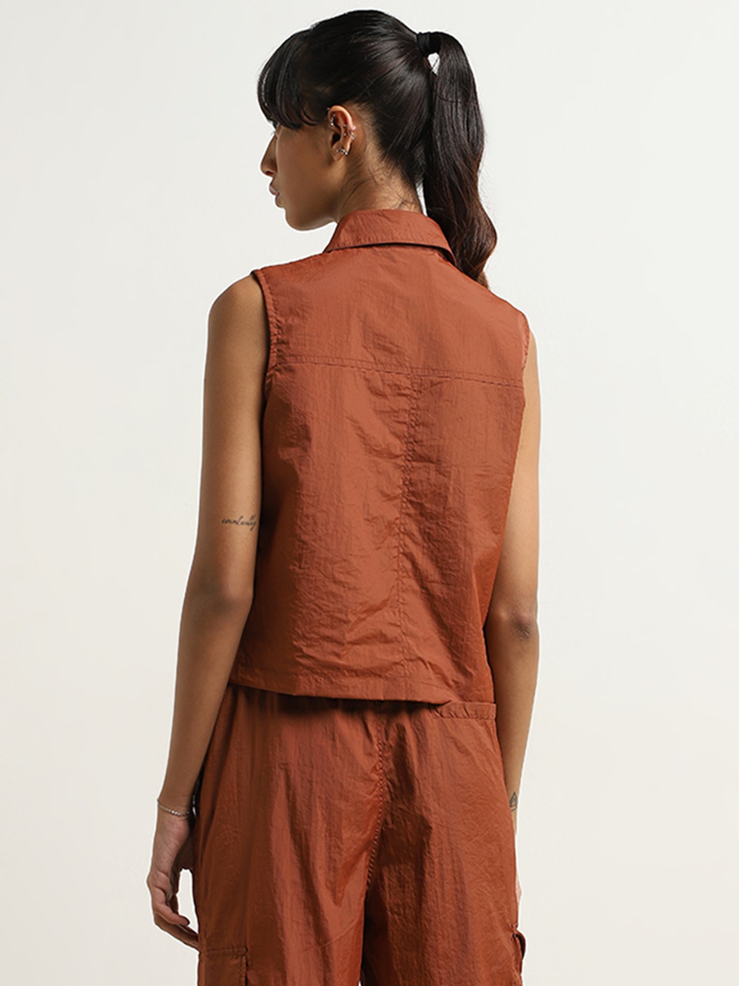 Studiofit by Westside Rust Sleeveless Utility Jacket