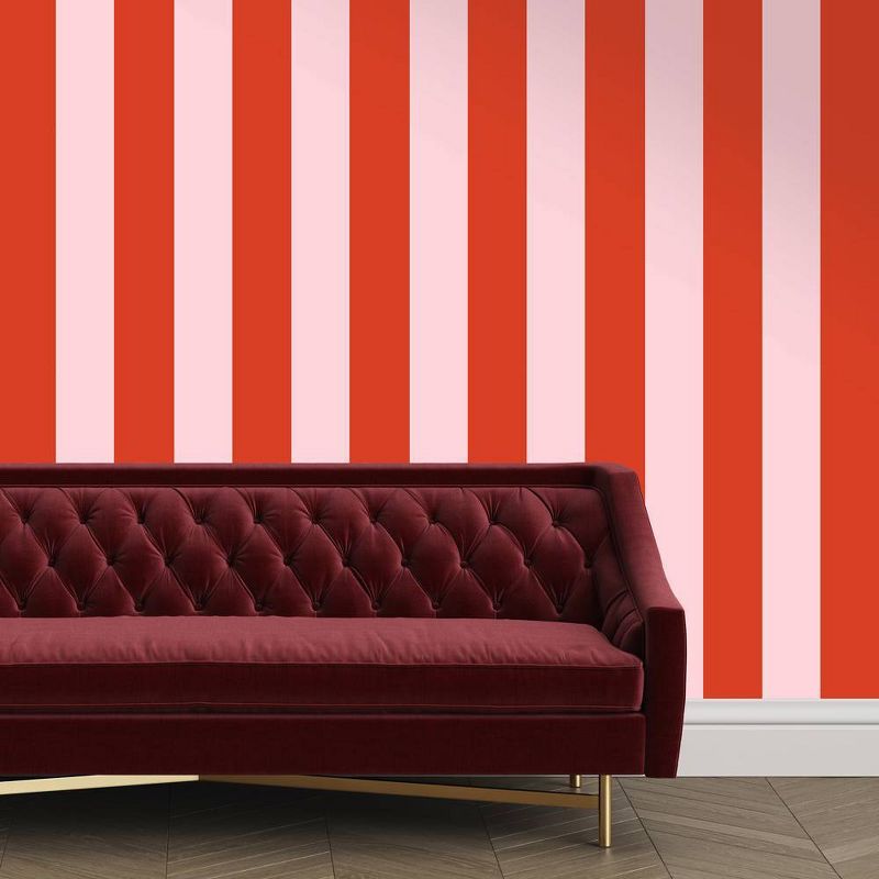 Tempaper Striped Peel and Stick Wallpaper Playhouse Pink