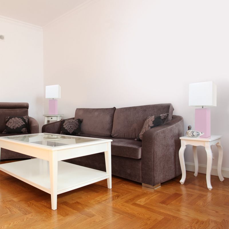 (2pk) 21" Monaco AvenueModern Leather Table Lamp Blush Pink - Elegant Designs