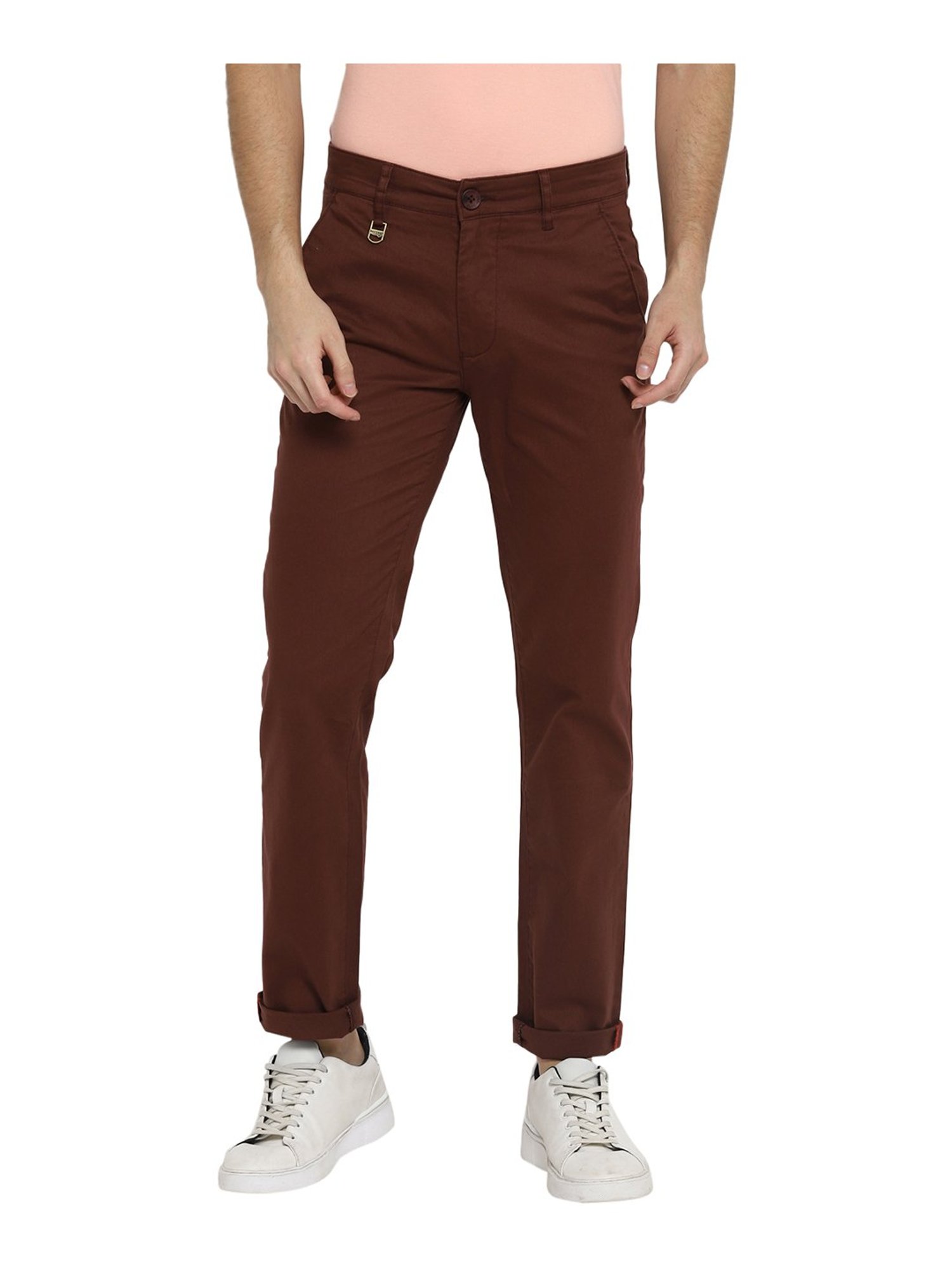 Red Chief Wine Regular Fit Flat Front Trousers