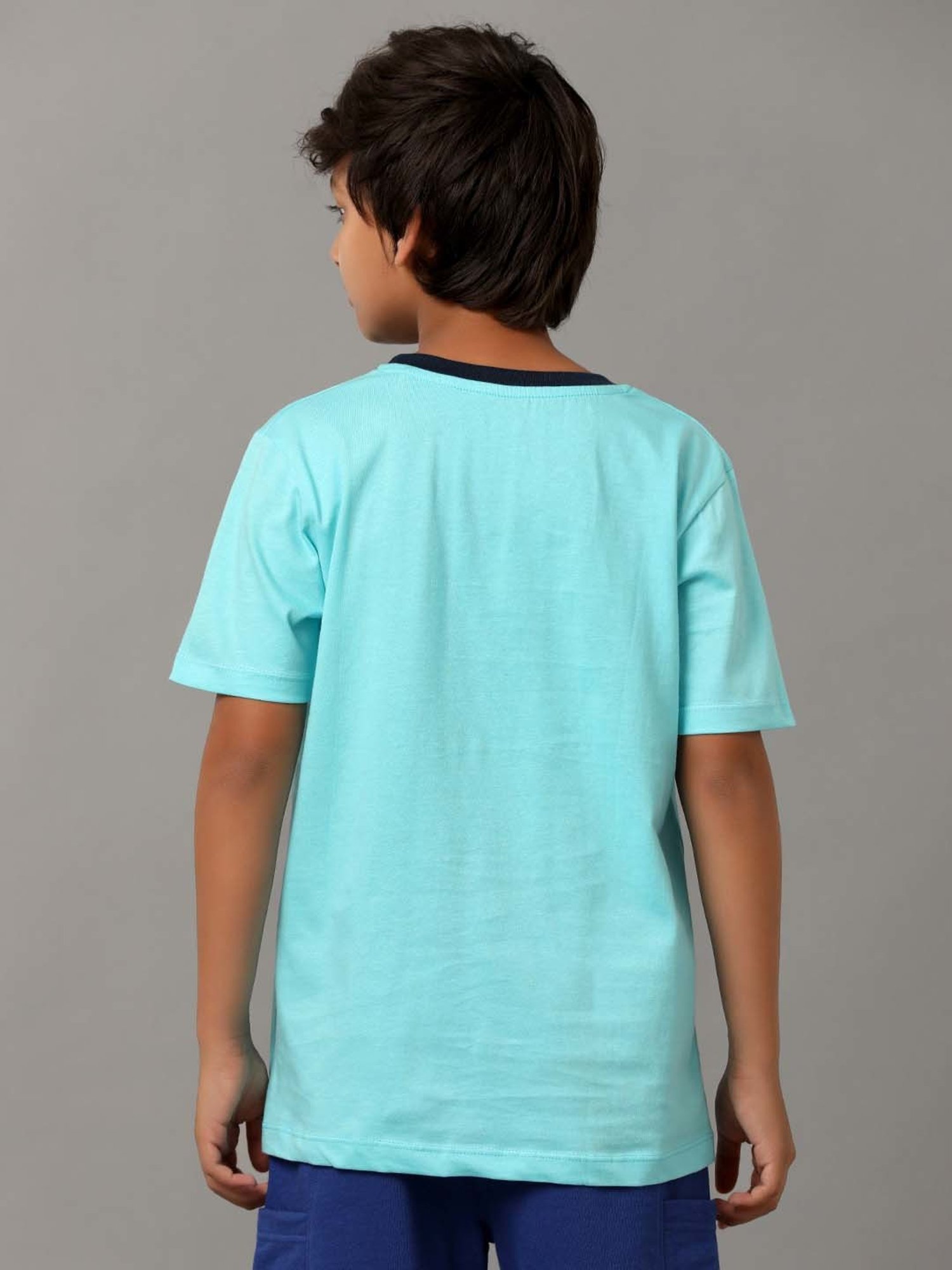 Under Fourteen Only Kids Blue Cotton Printed T-Shirt