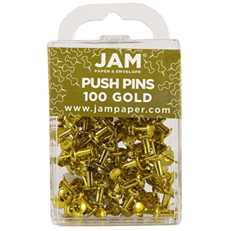 Gold Push Pins / Thumbtacks - 100 pushpins per box - NEW!