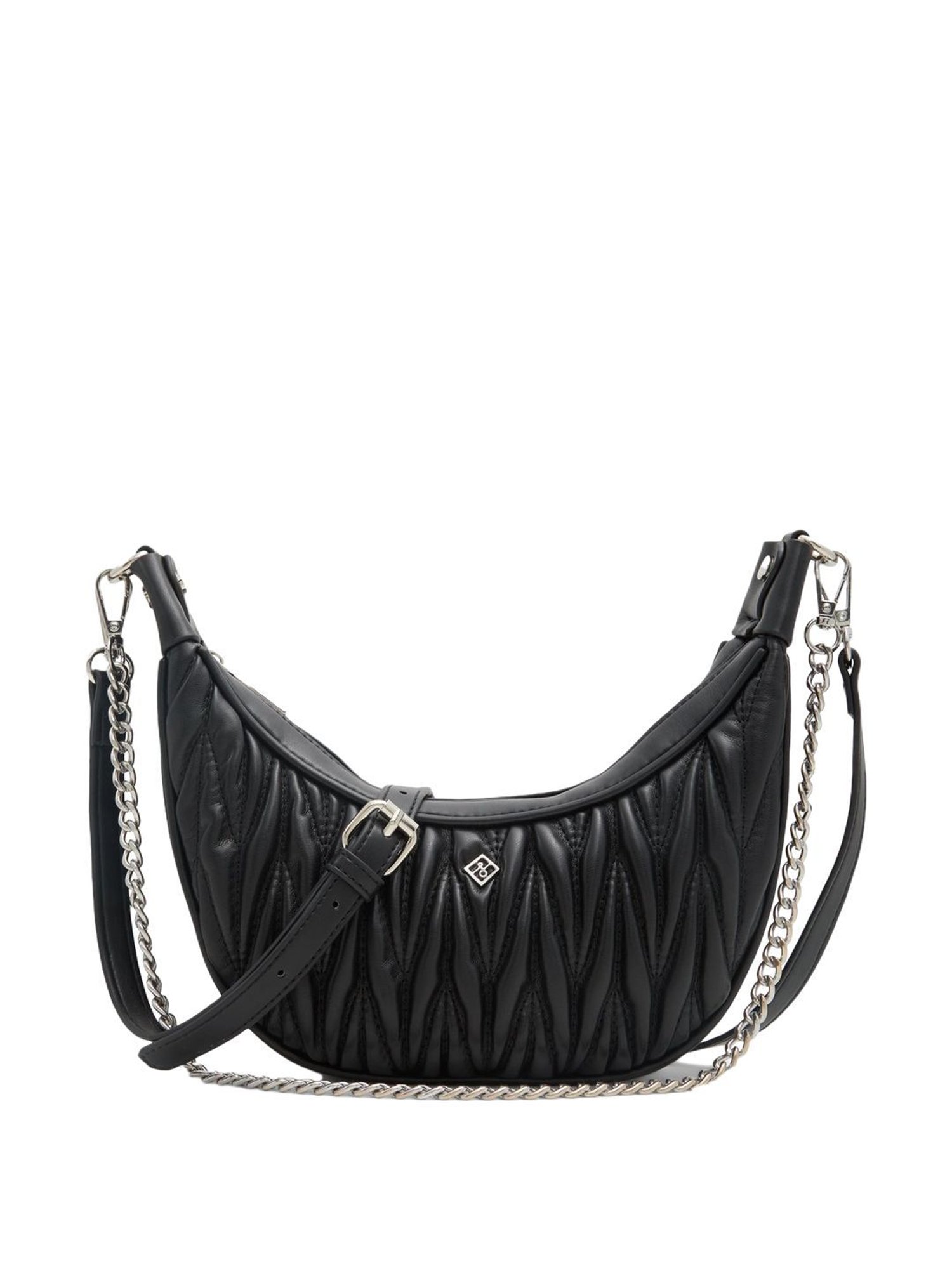 Call It Spring Black Textured Small Sling Handbag